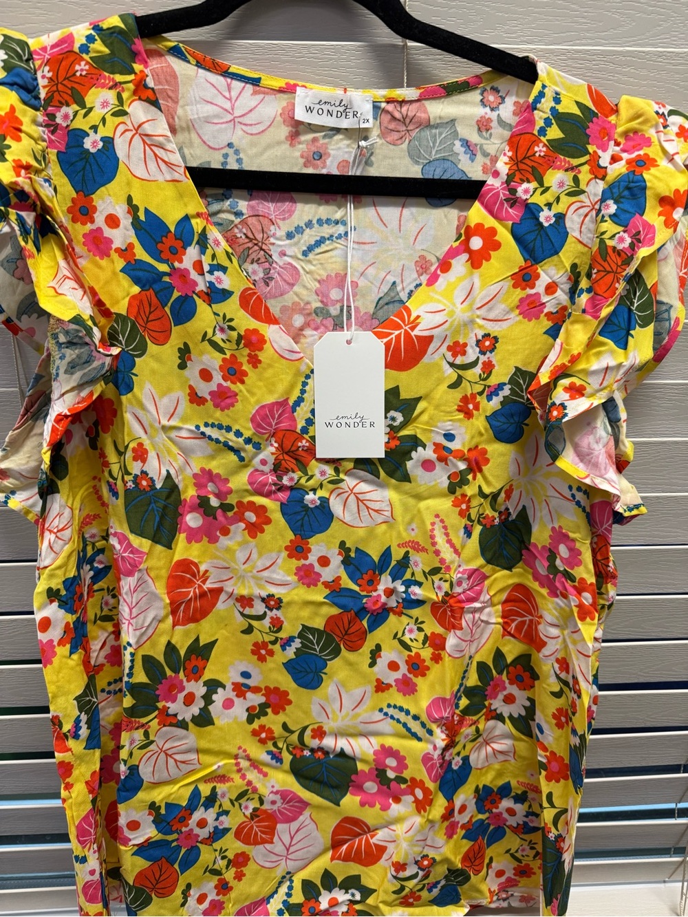 Wonder Yellow Floral Ruffle Sleeve Blouse
